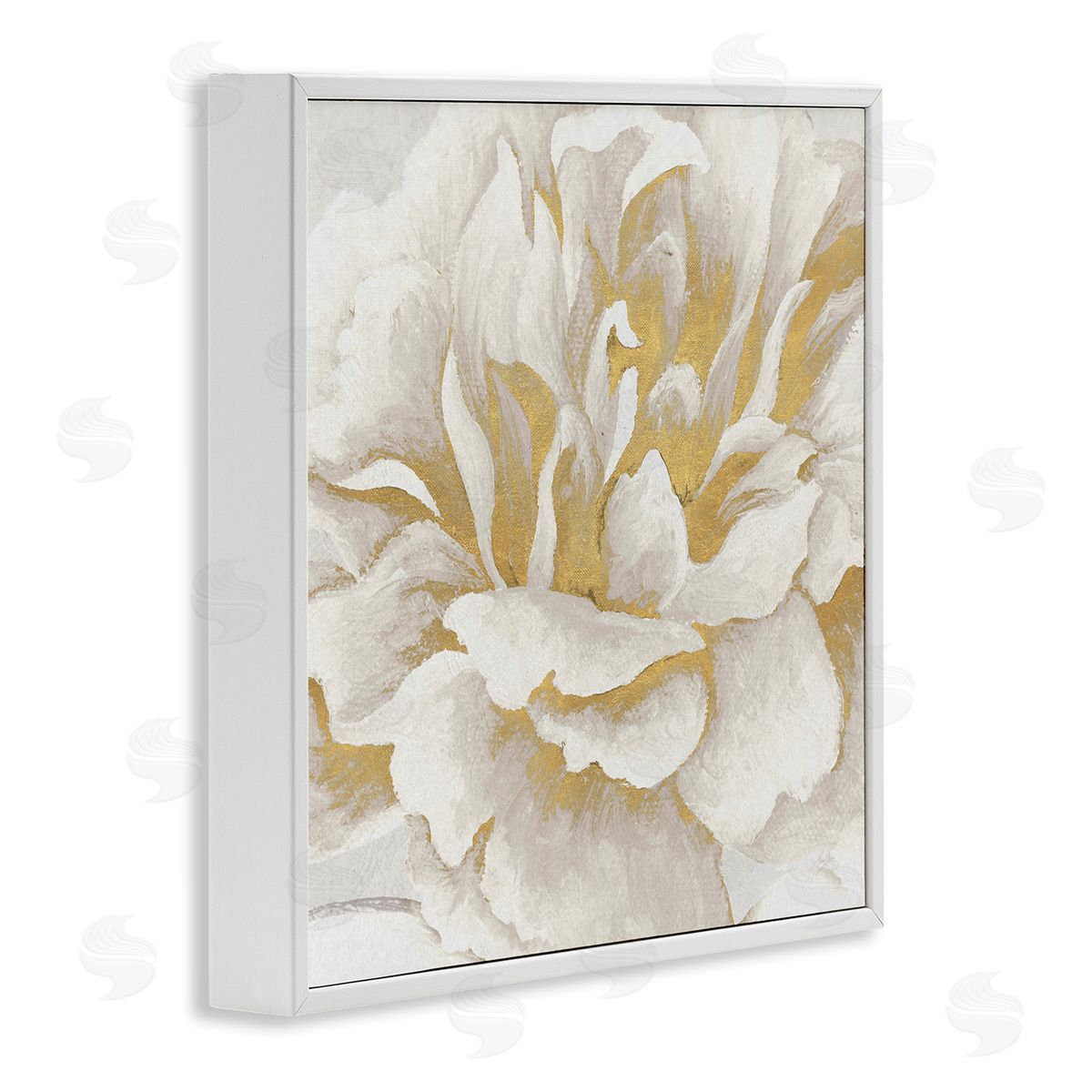 Elizabeth Medley Gold & White Flower White Framed Giclee Wall Art Print