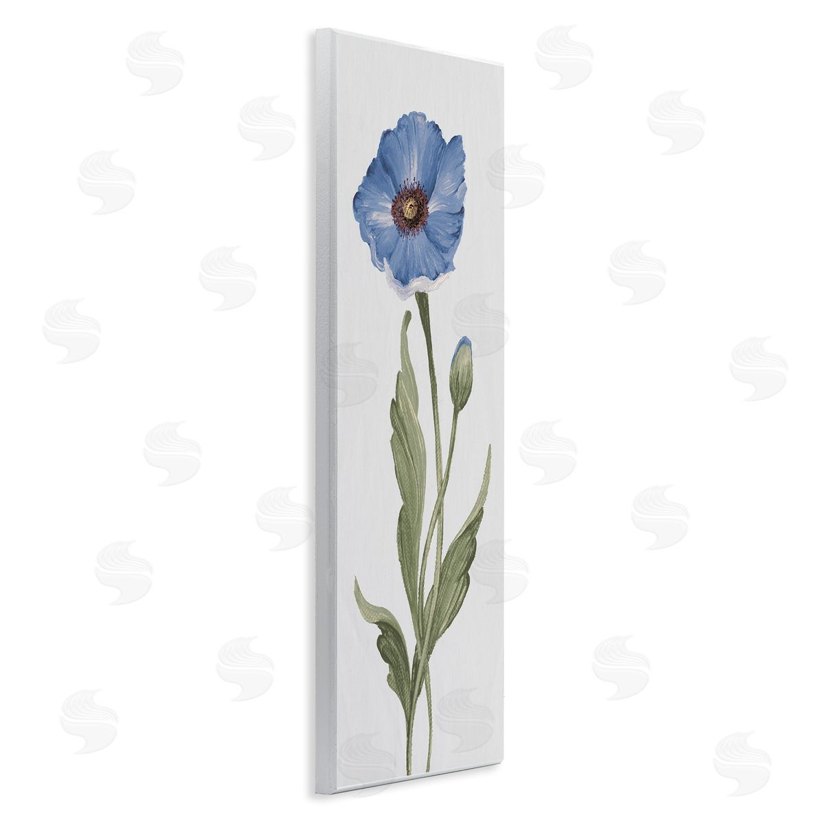 Blooming Blue Poppy Wood Plaque Wall Art, Home Decor by Elizabeth Medley