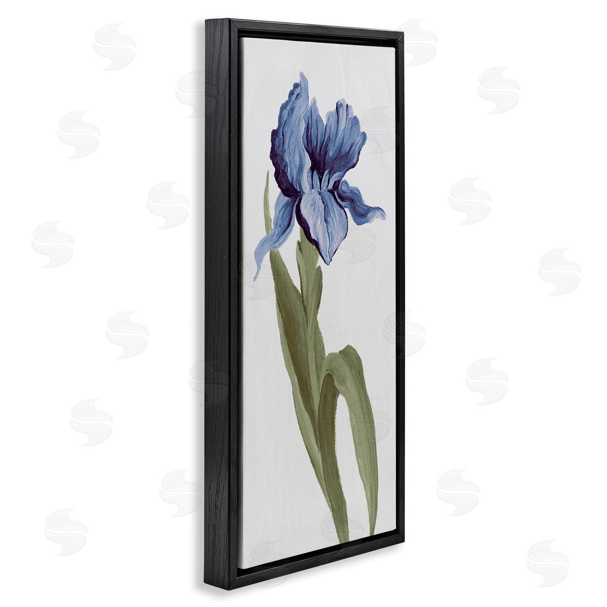 Blooming Blue Iris Black Floating Frame Canvas Wall Art, Home Decor by Elizabeth Medley