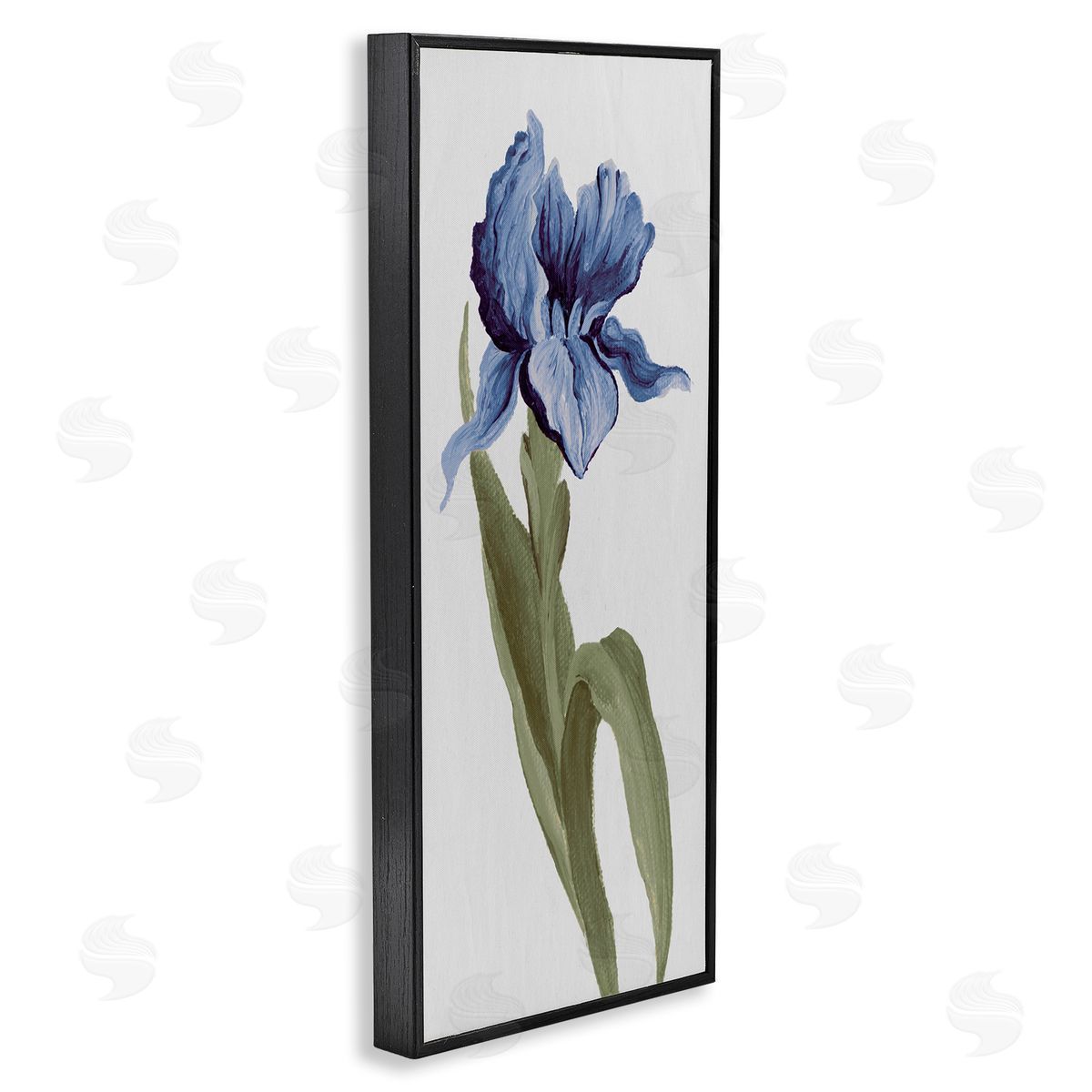 Blooming Blue Iris Black Frame Print Wall Art, Home Decor by Elizabeth Medley