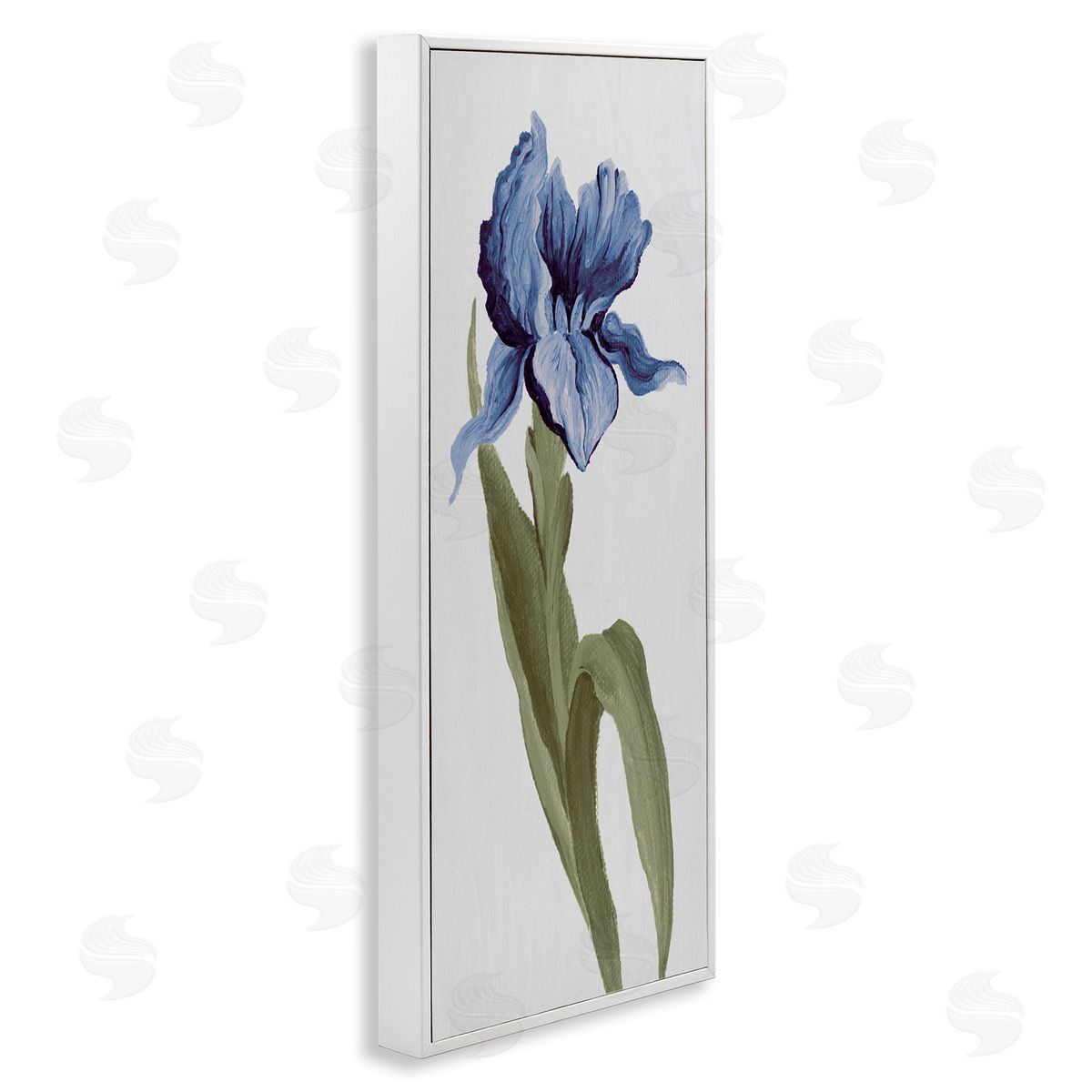 Blooming Blue Iris White Frame Print Wall Art, Home Decor by Elizabeth Medley