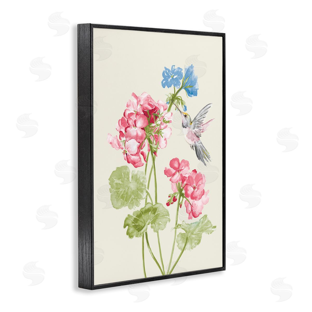 Geraniums In Bloom Black Frame Print Wall Art, Home Decor by Patricia Pinto