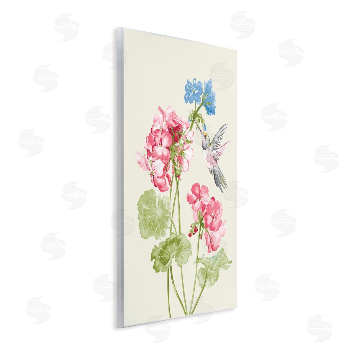 Geraniums In Bloom Wood Plaque Wall Art, Home Decor by Patricia Pinto