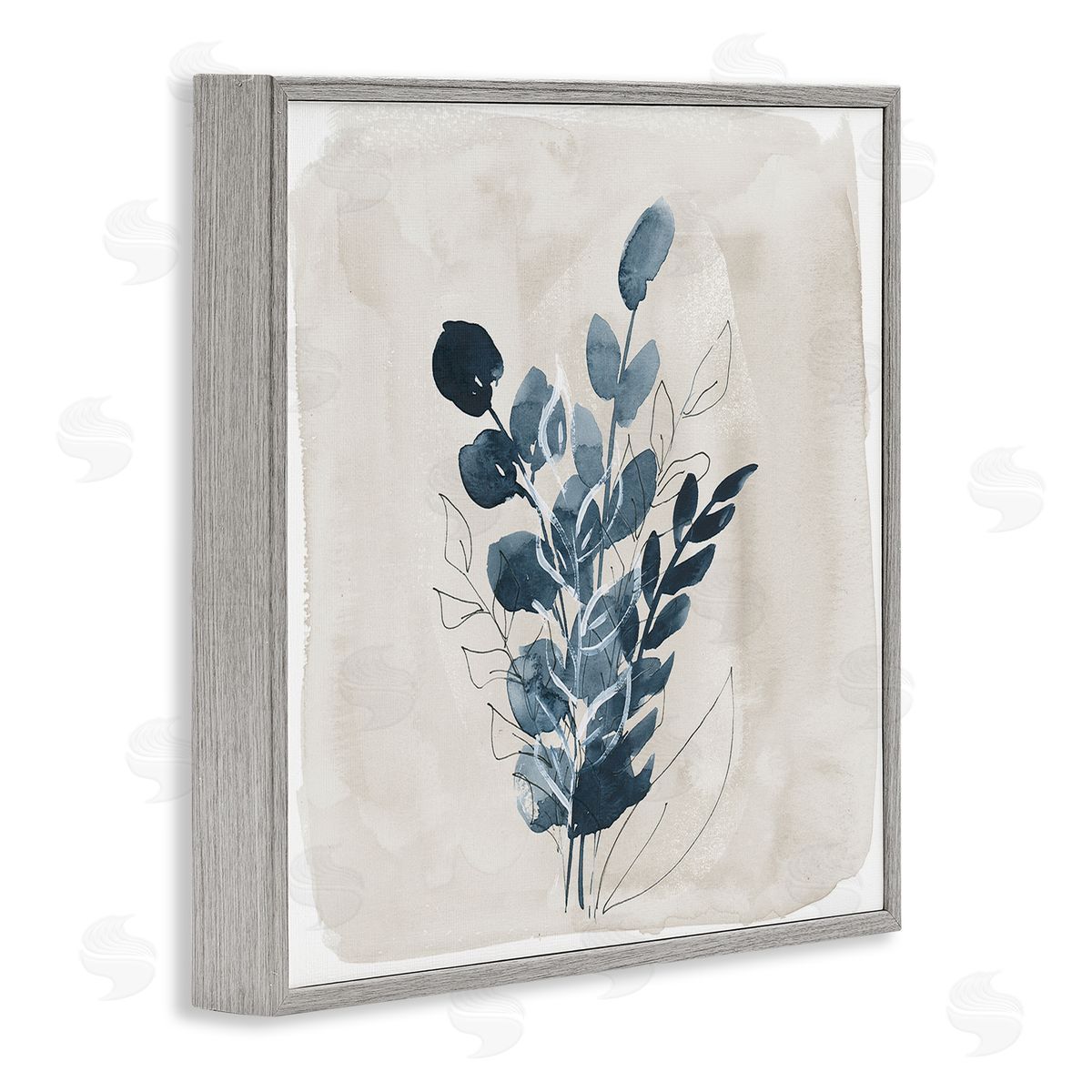 Lucille Price Summer Leaf Sprigs Gray Framed Giclee Wall Art Print