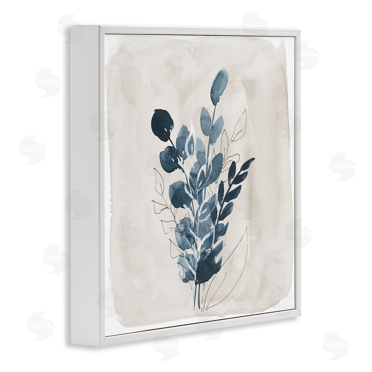Lucille Price Summer Leaf Sprigs White Framed Giclee Wall Art Print