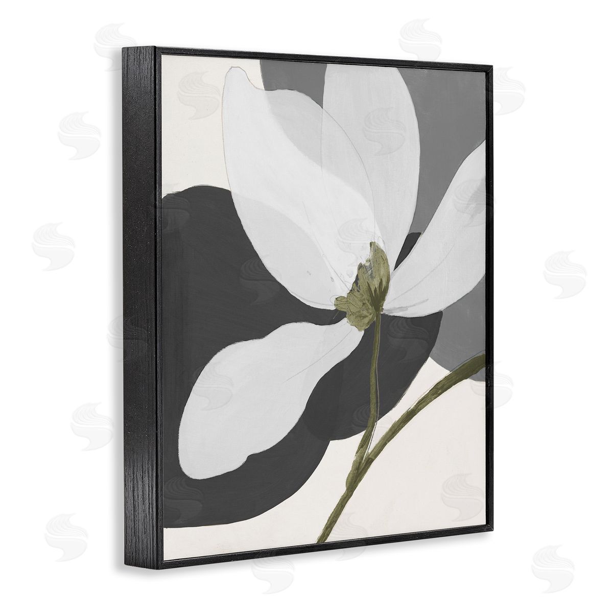 Abstract Floral Shape Black Frame Print Wall Art, Home Decor by Patricia Pinto