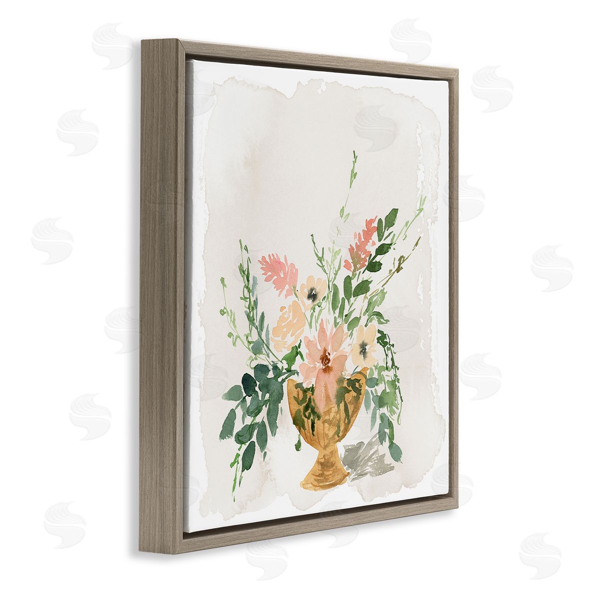 Sunday's Best Florals Brown Floating Frame Canvas Wall Art, Home Decor by Lucille Price
