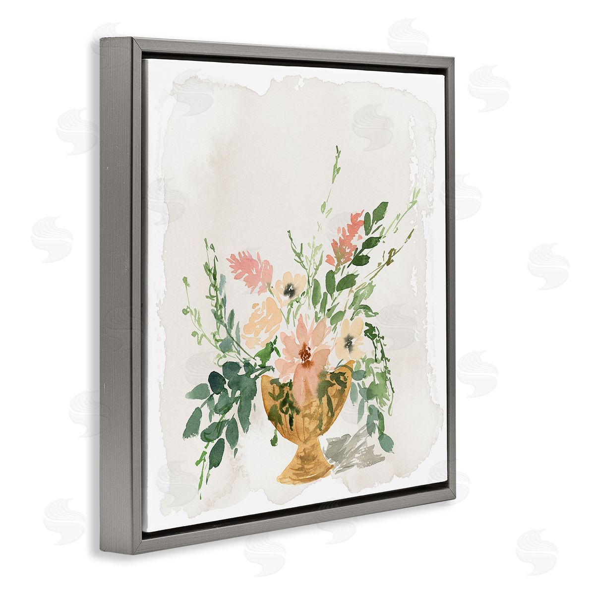 Sunday's Best Florals Grey Floating Frame Canvas Wall Art, Home Decor by Lucille Price