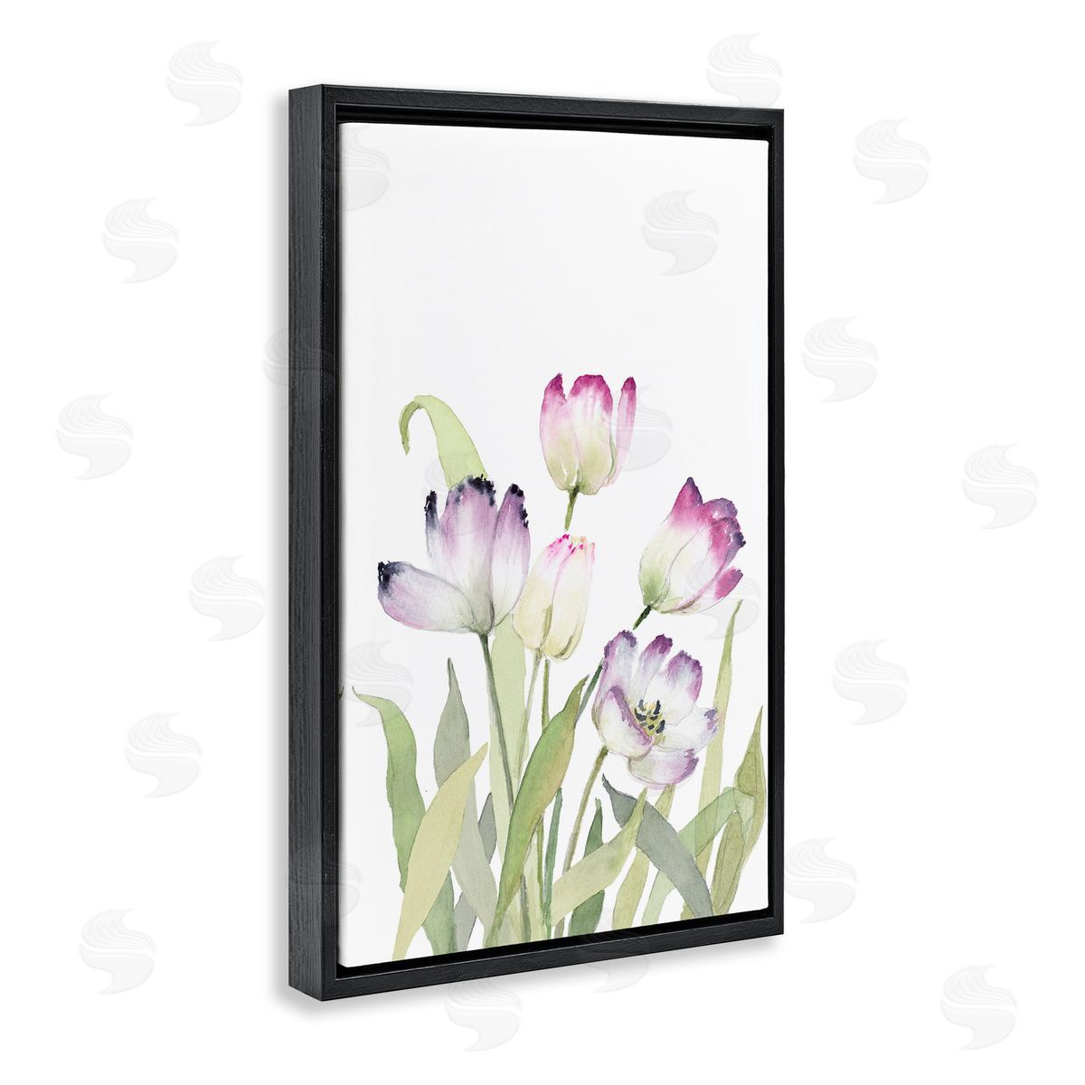 Fresh Garden Tulips Black Floating Frame Canvas Wall Art, Home Decor by Lanie Loreth