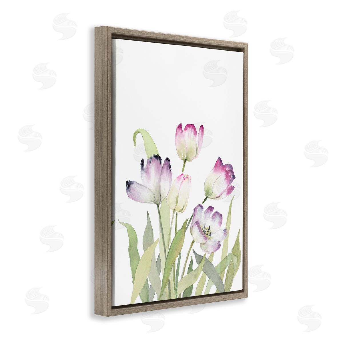 Fresh Garden Tulips Brown Floating Frame Canvas Wall Art, Home Decor by Lanie Loreth
