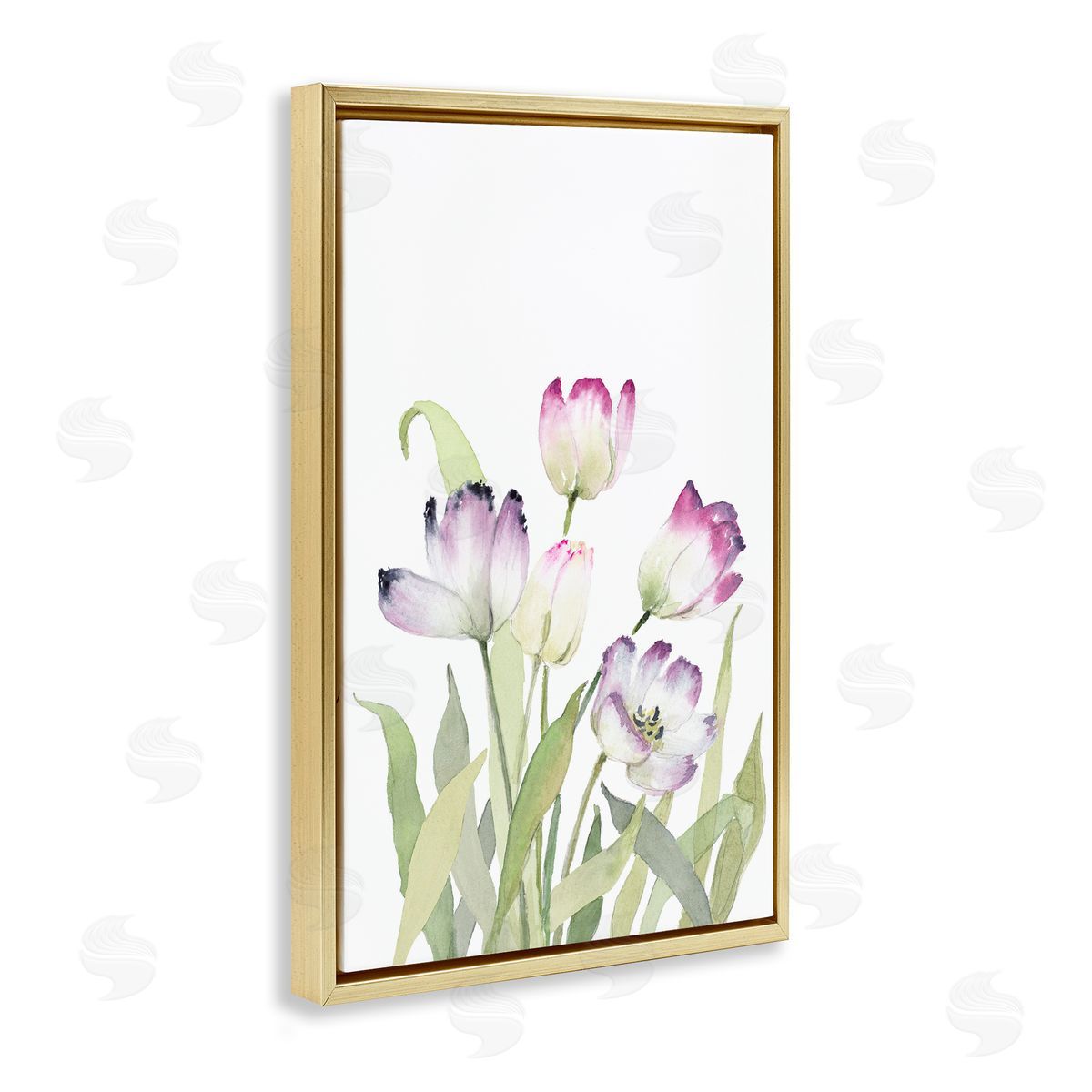 Fresh Garden Tulips Gold Floating Frame Canvas Wall Art, Home Decor by Lanie Loreth