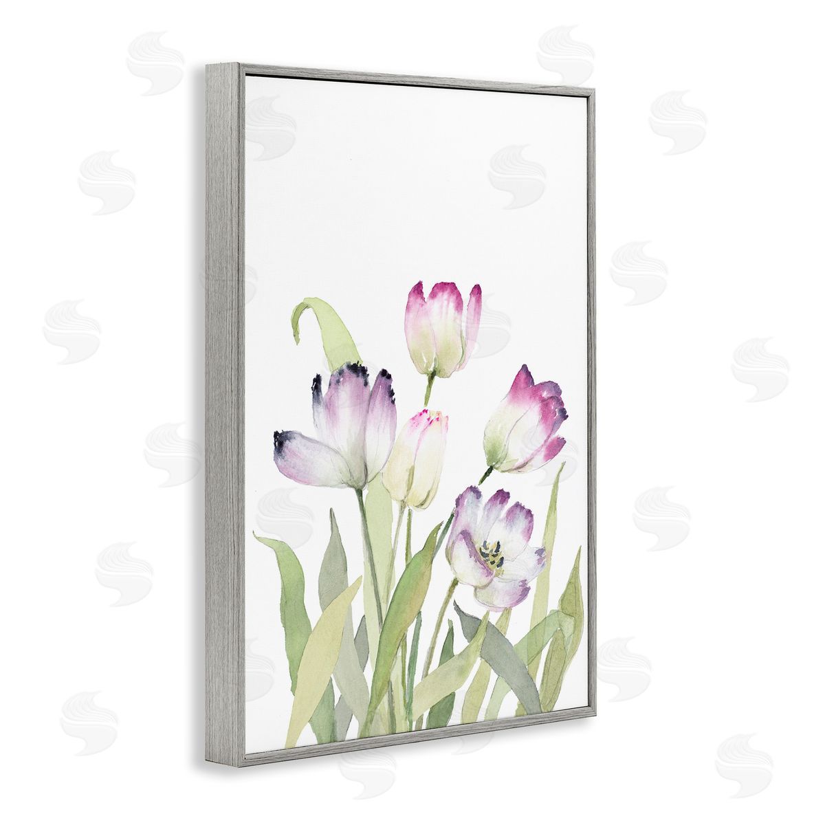 Fresh Garden Tulips Grey Frame Print Wall Art, Home Decor by Lanie Loreth
