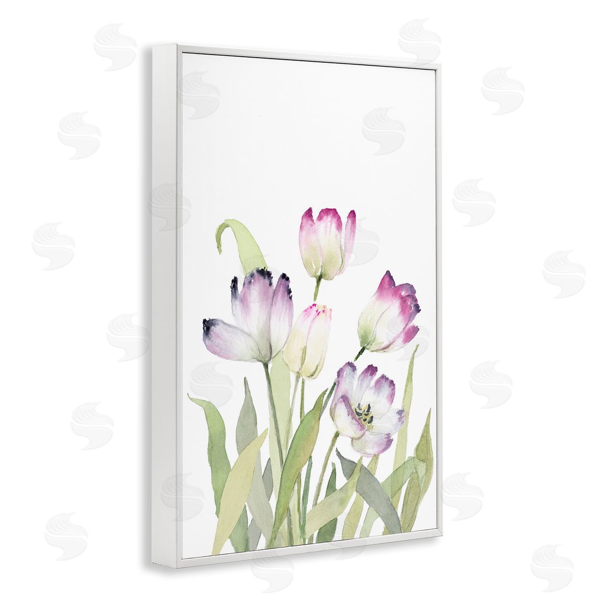 Fresh Garden Tulips White Frame Print Wall Art, Home Decor by Lanie Loreth
