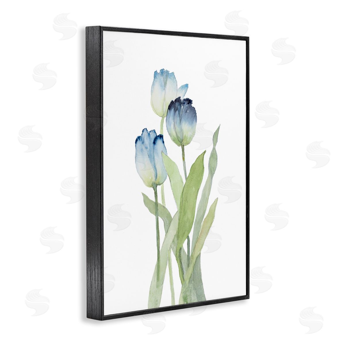 Blue Garden Tulips Black Frame Print Wall Art, Home Decor by Lanie Loreth