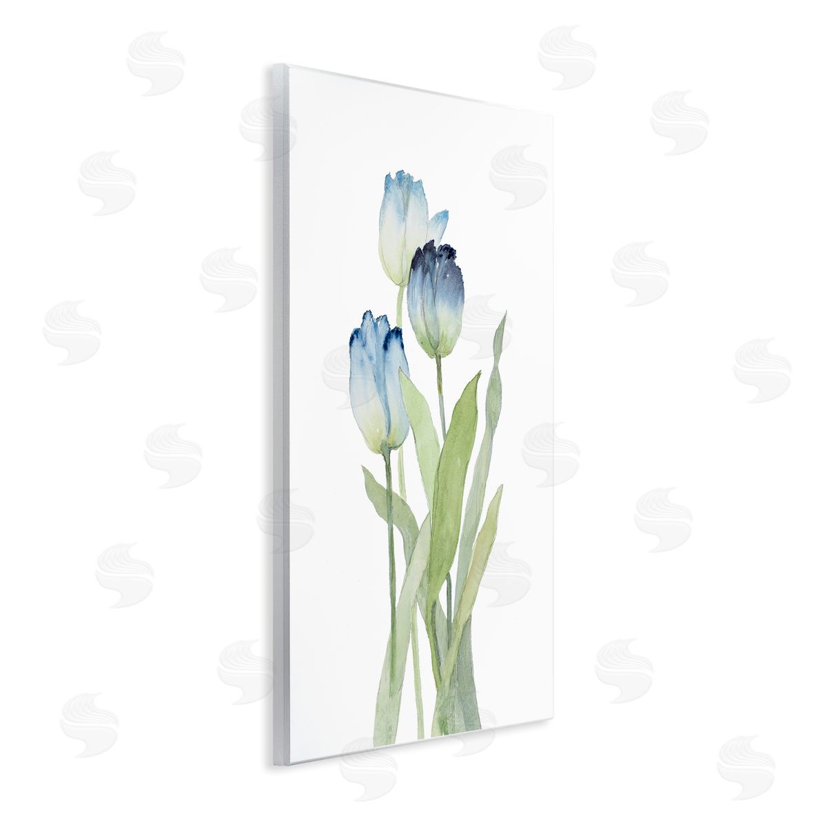 Blue Garden Tulips Wood Plaque Wall Art, Home Decor by Lanie Loreth