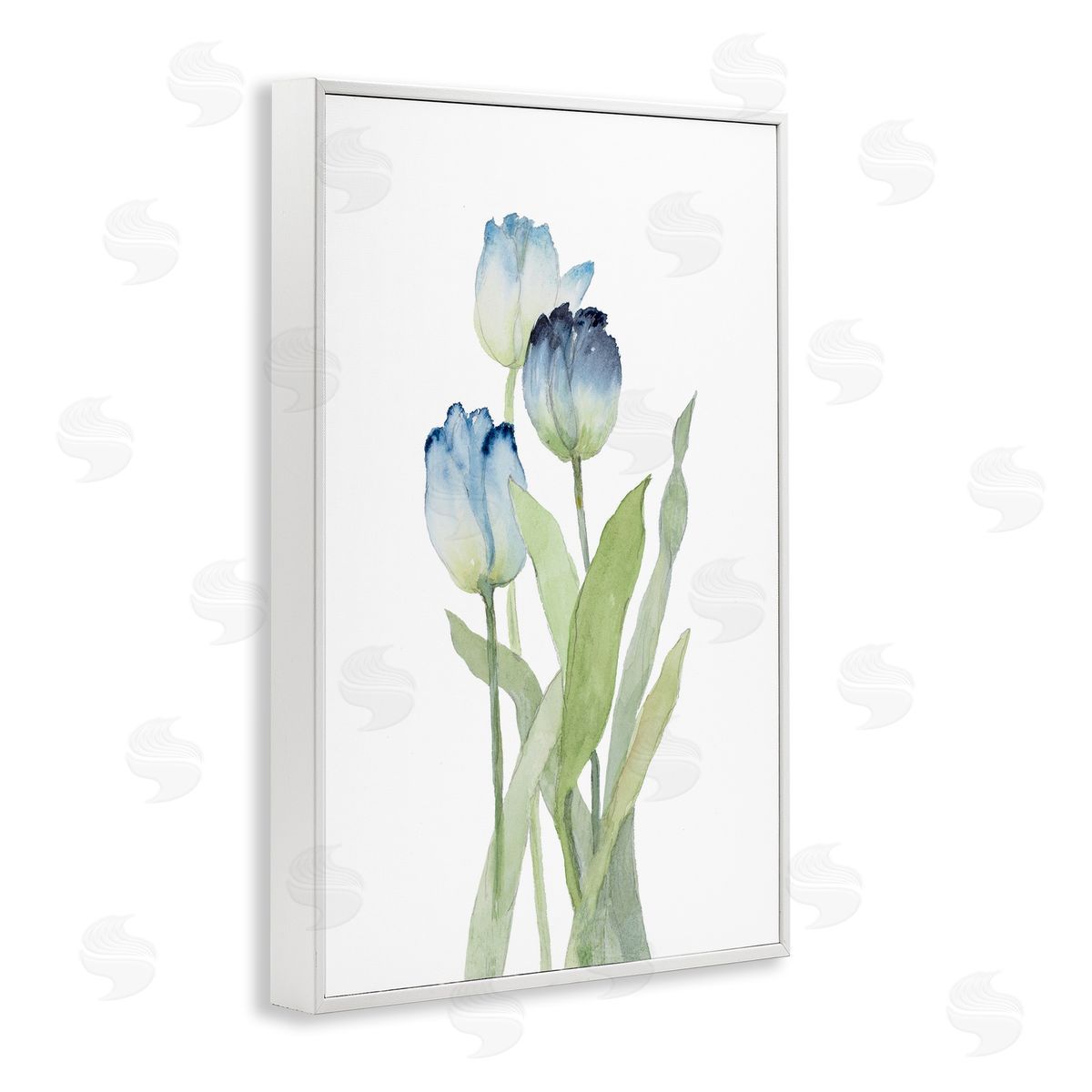 Blue Garden Tulips White Frame Print Wall Art, Home Decor by Lanie Loreth