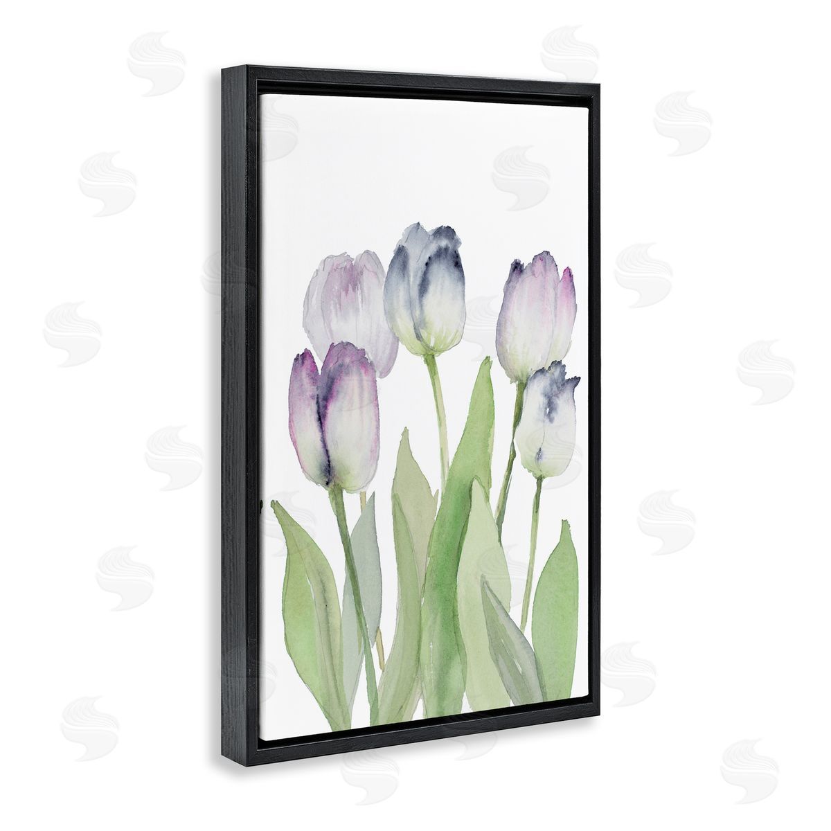 Soft Garden Tulips Black Floating Frame Canvas Wall Art, Home Decor by Lanie Loreth