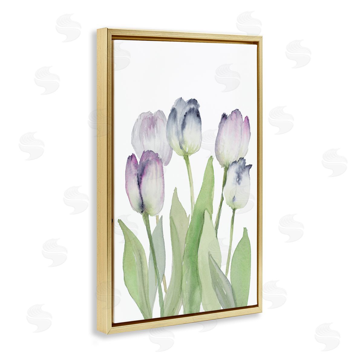 Soft Garden Tulips Gold Floating Frame Canvas Wall Art, Home Decor by Lanie Loreth