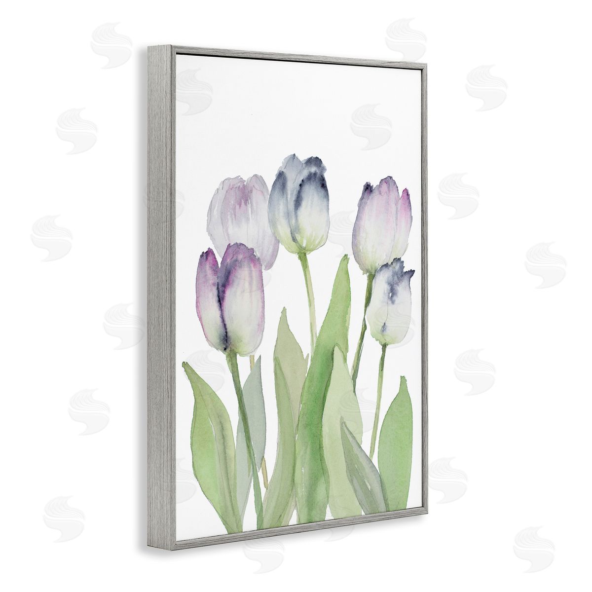 Soft Garden Tulips Grey Frame Print Wall Art, Home Decor by Lanie Loreth