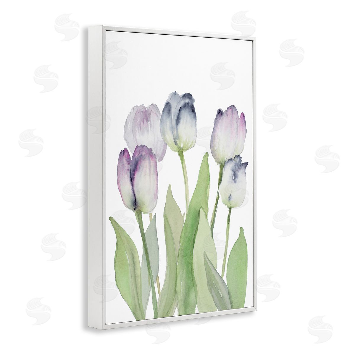Soft Garden Tulips White Frame Print Wall Art, Home Decor by Lanie Loreth