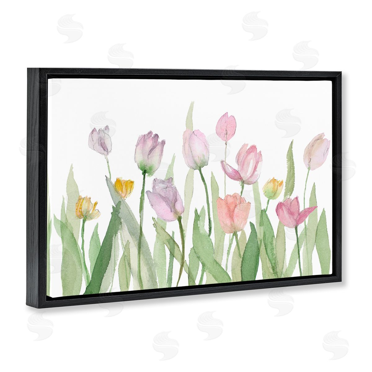 Lanie Loreth Soft Pastel Tulips Black Floating Frame Canvas Wall Art Print