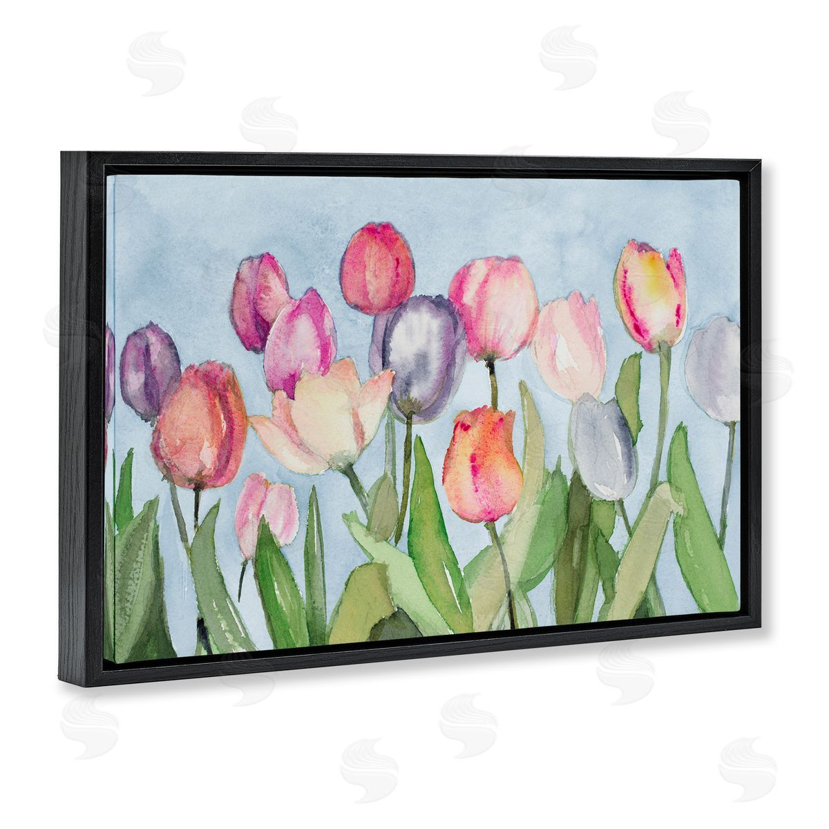 Lanie Loreth Soft Tulip Field Black Floating Frame Canvas Wall Art Print