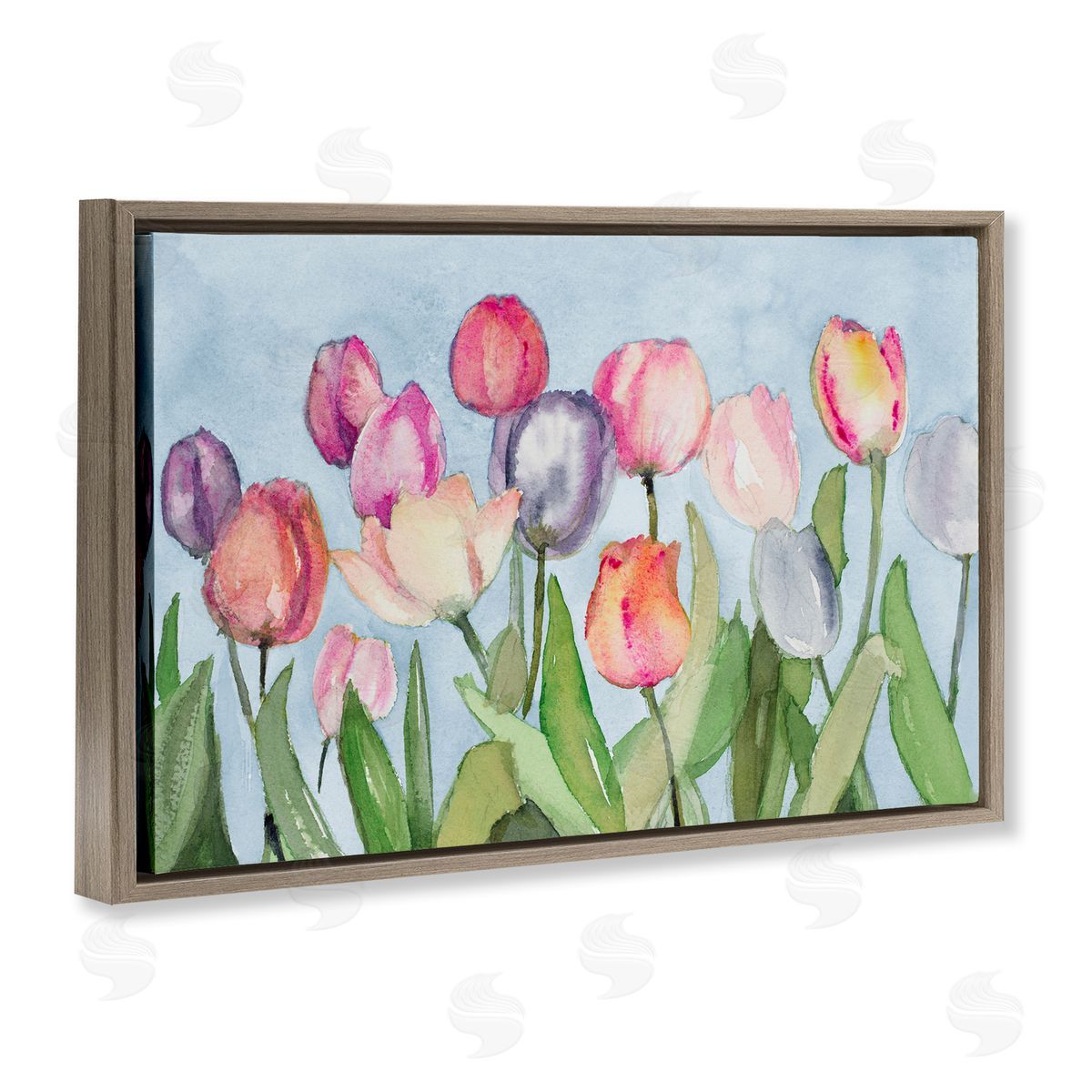 Lanie Loreth Soft Tulip Field Brown Floating Frame Canvas Wall Art Print