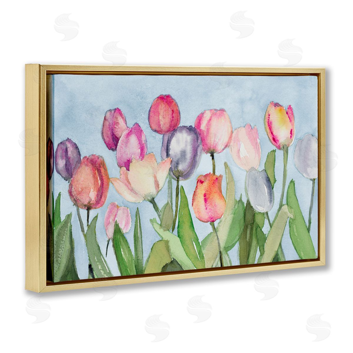 Lanie Loreth Soft Tulip Field Gold Floating Frame Canvas Wall Art Print