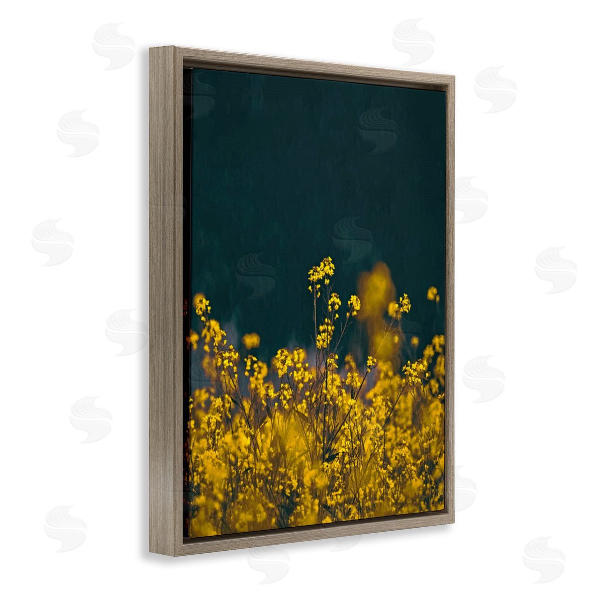 SunDance Group LLC Marigold Meadow Flowers Brown Floating Frame Canvas Wall Art Print