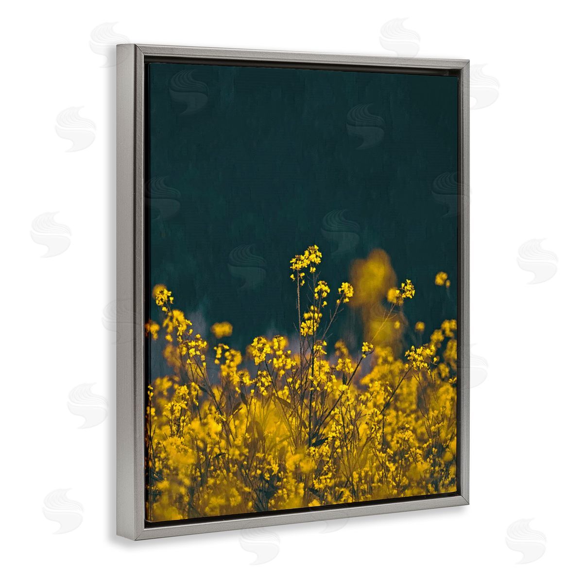 SunDance Group LLC Marigold Meadow Flowers Gray Floating Frame Canvas Wall Art Print
