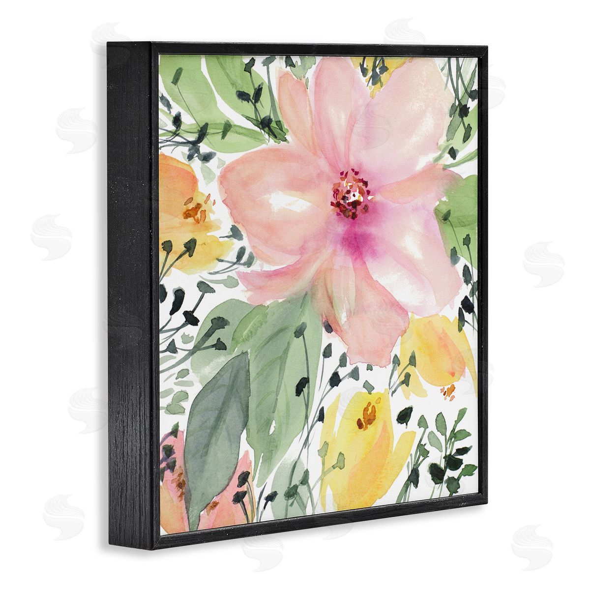 Birds Eye Floral Black Frame Print Wall Art, Home Decor by Lanie Loreth