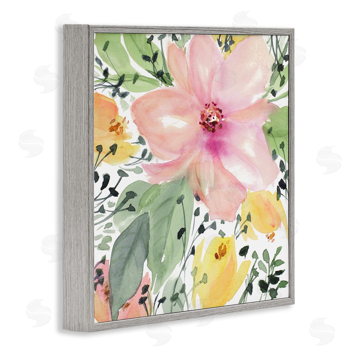 Birds Eye Floral Grey Frame Print Wall Art, Home Decor by Lanie Loreth