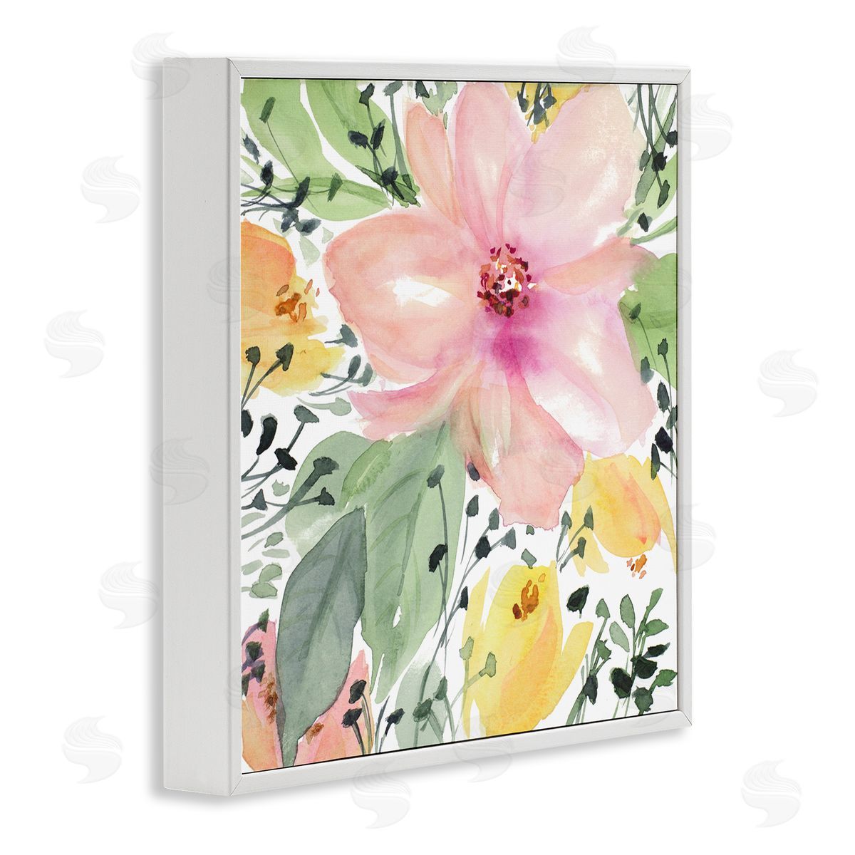 Birds Eye Floral White Frame Print Wall Art, Home Decor by Lanie Loreth