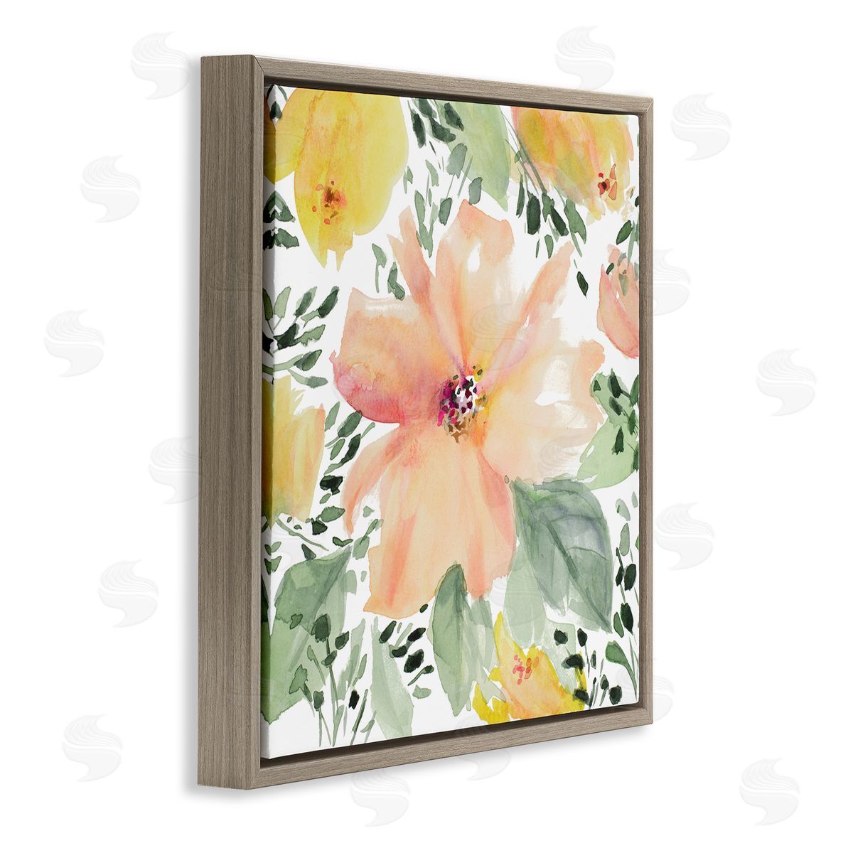 Birds Eye Flowers Brown Floating Frame Canvas Wall Art, Home Decor by Lanie Loreth