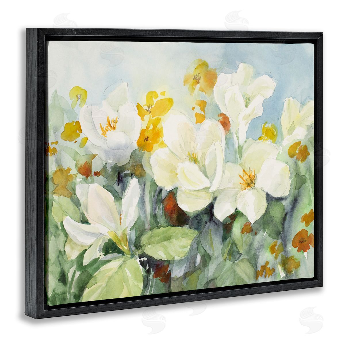 Early Spring Meadow Black Floating Frame Canvas Wall Art, Home Decor by Lanie Loreth
