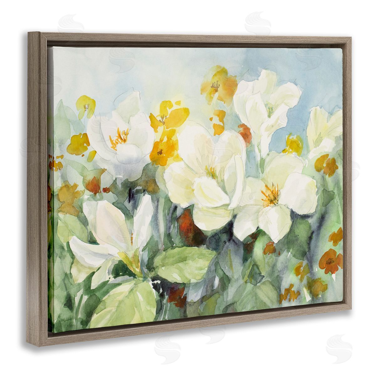 Early Spring Meadow Brown Floating Frame Canvas Wall Art, Home Decor by Lanie Loreth