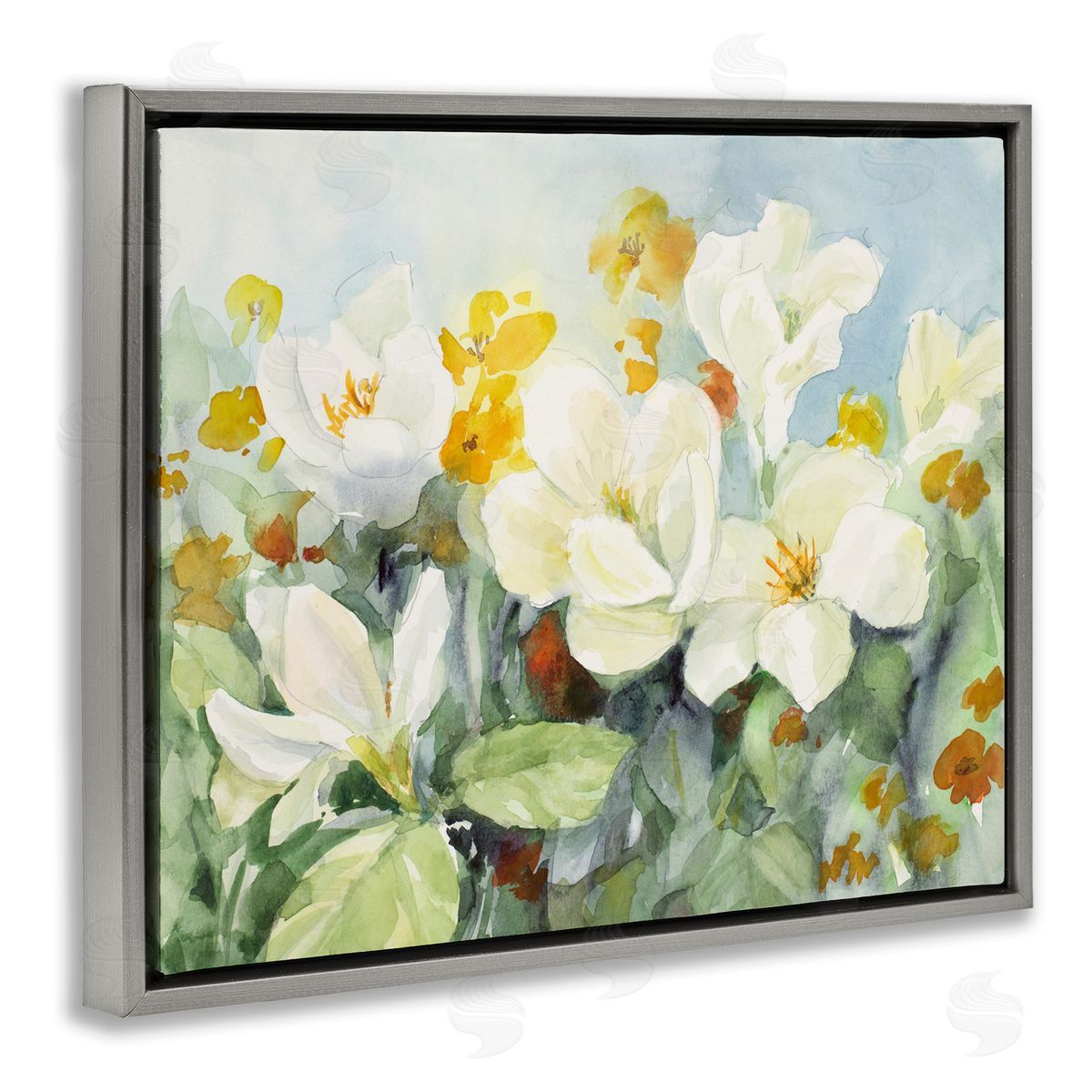 Early Spring Meadow Grey Floating Frame Canvas Wall Art, Home Decor by Lanie Loreth