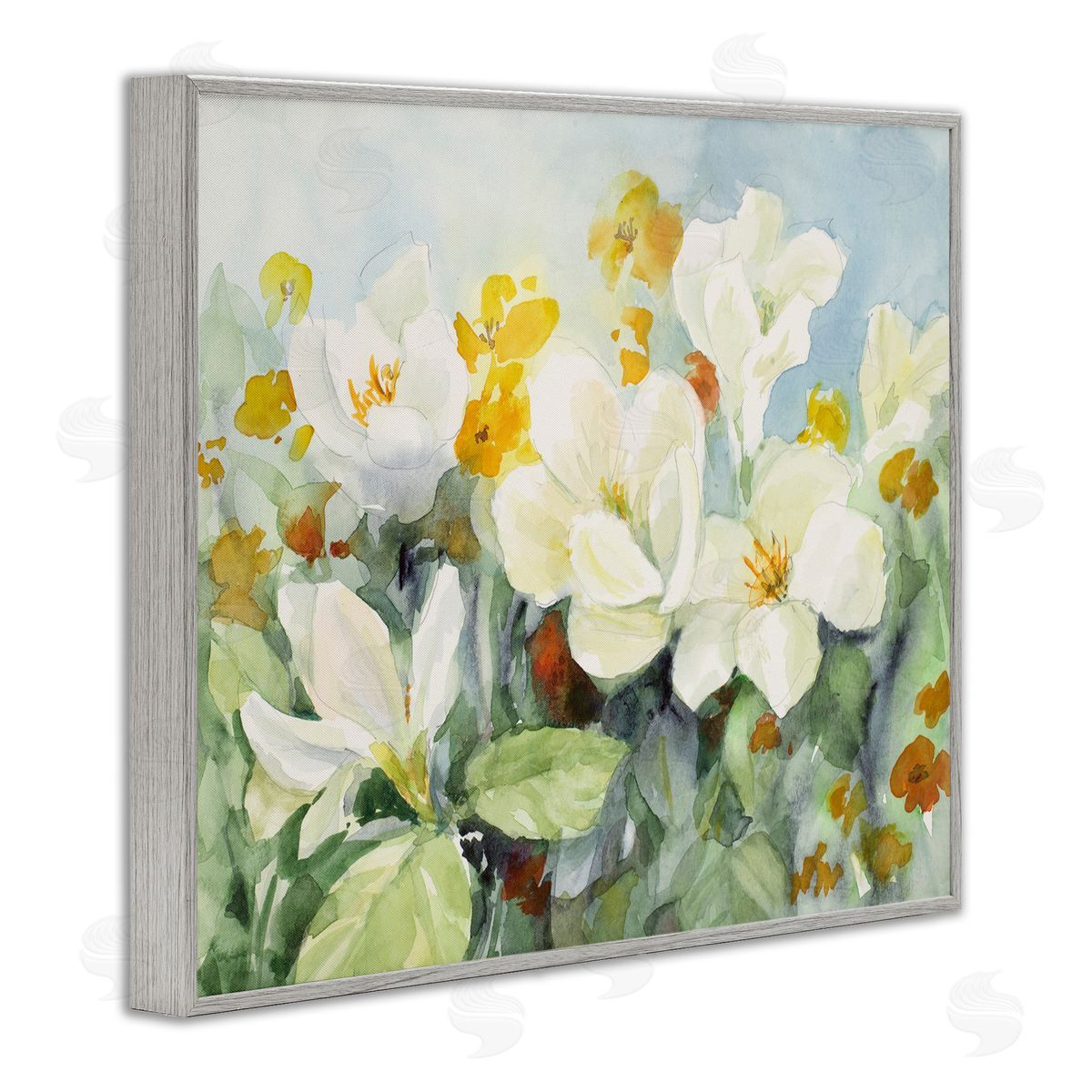 Early Spring Meadow Grey Frame Print Wall Art, Home Decor by Lanie Loreth