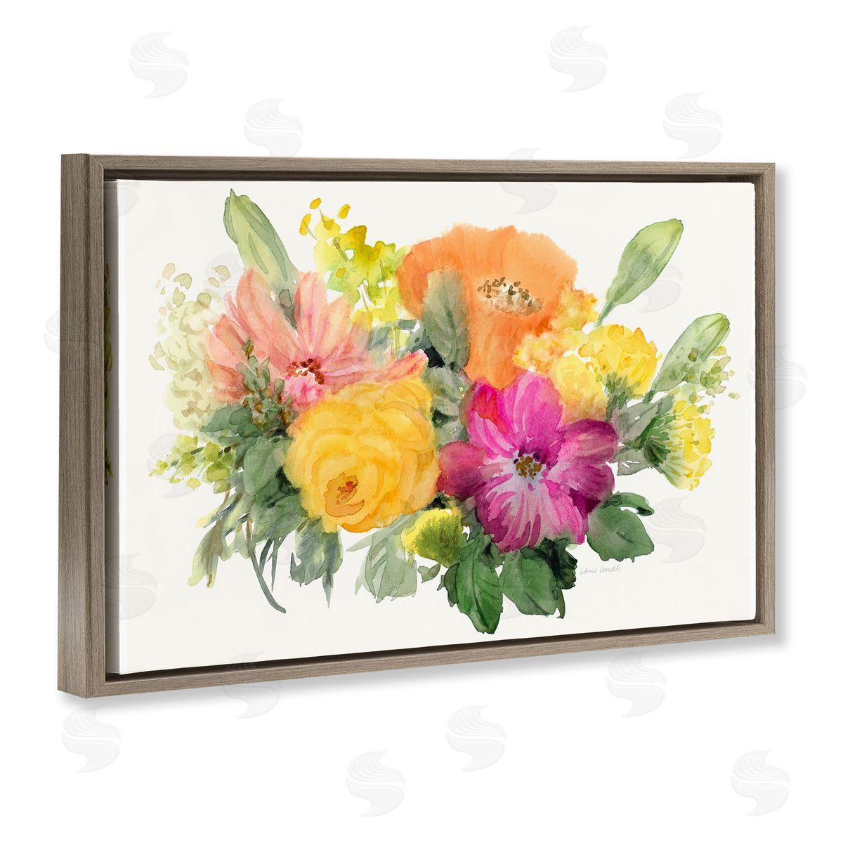 Bold Bouquet Beauty Brown Floating Frame Canvas Wall Art, Home Decor by Lanie Loreth