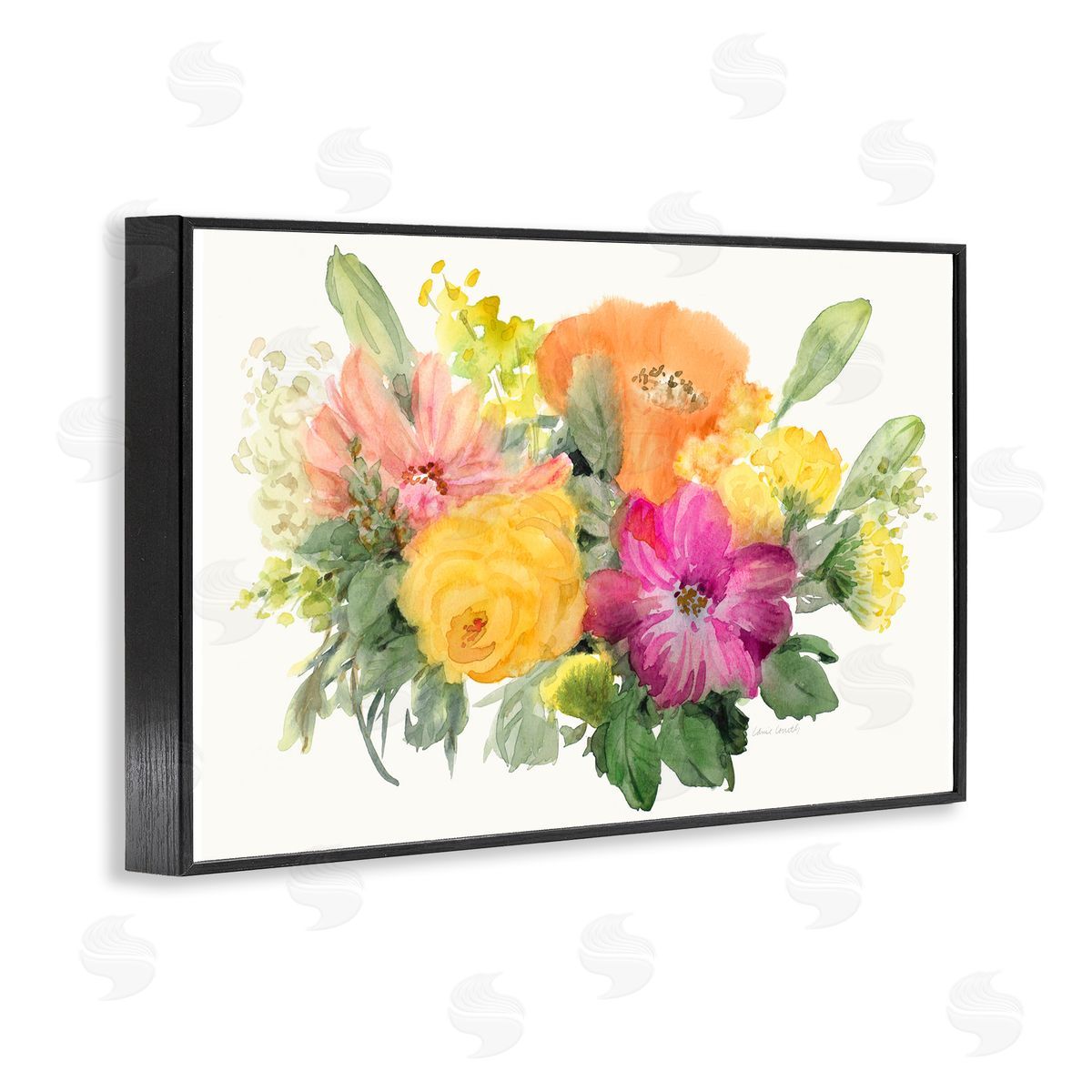 Bold Bouquet Beauty Black Frame Print Wall Art, Home Decor by Lanie Loreth