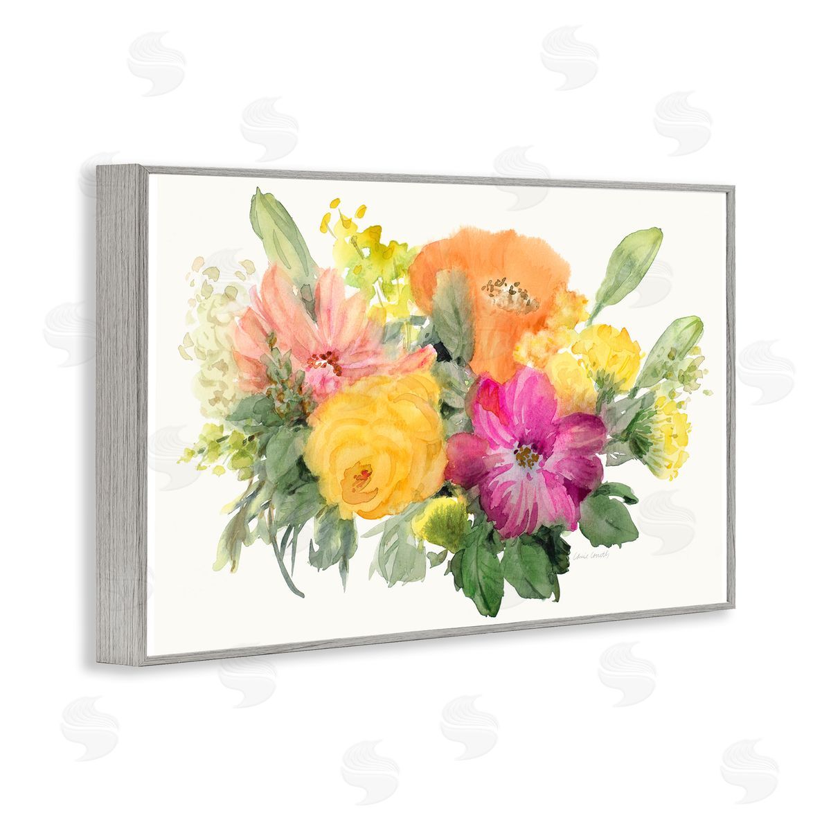 Bold Bouquet Beauty Grey Frame Print Wall Art, Home Decor by Lanie Loreth