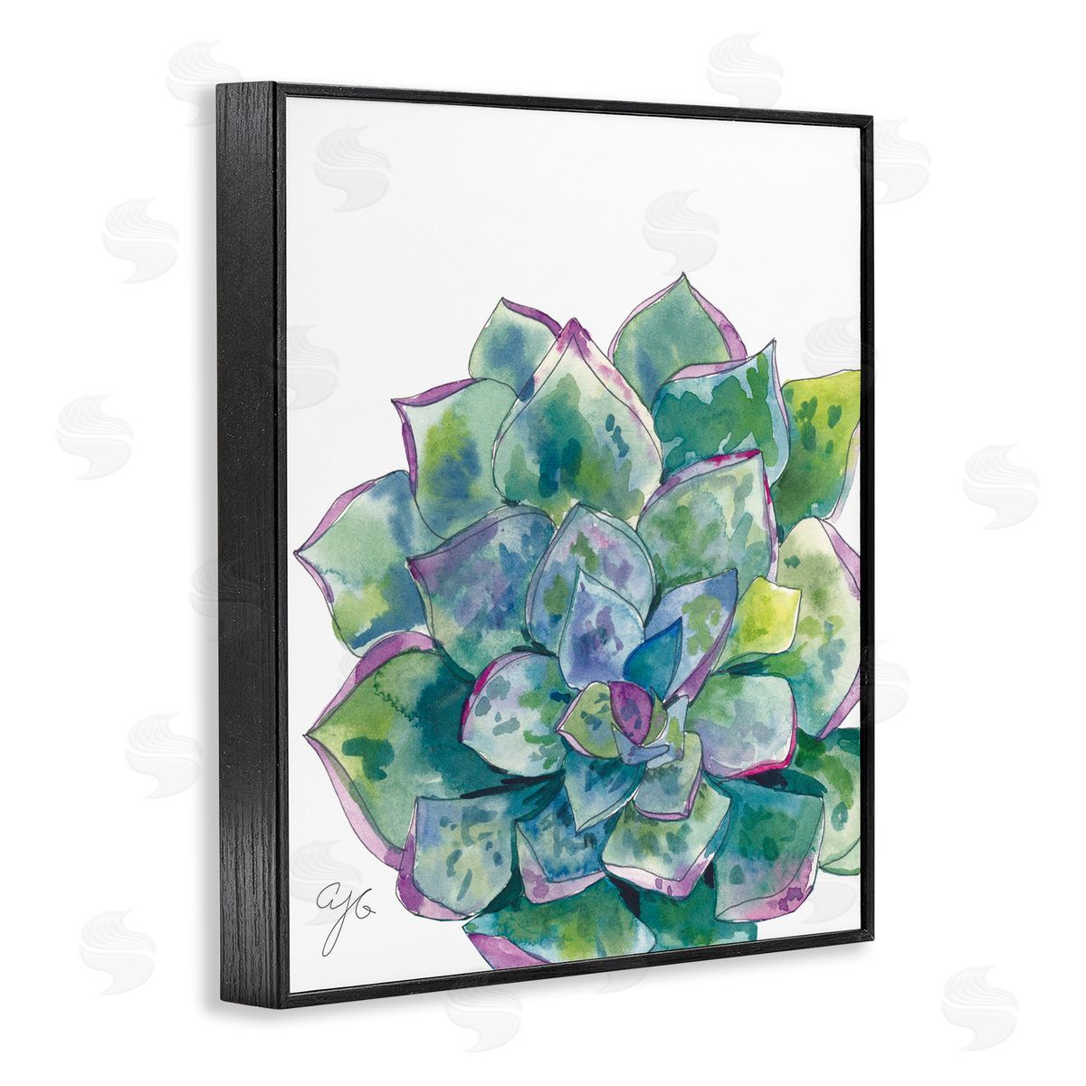Abstract Succulent Watercolor Black Frame Print Wall Art, Home Decor by Alexandria Gilbert Kincaid