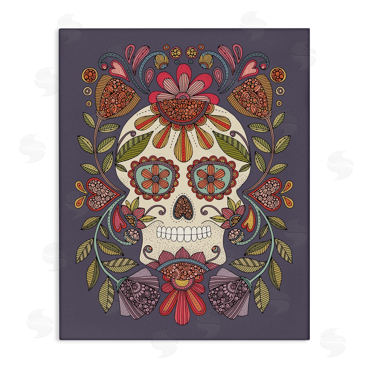 Patterned Sugar Skull Canvas Wall Art, Home Decor by Valentina Harper