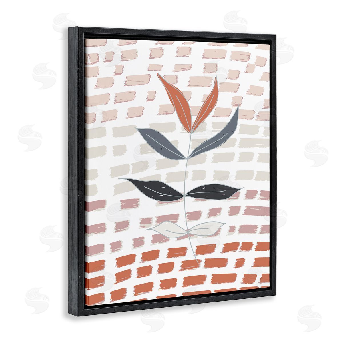 Tara Moss Abstract Leaf on Pattern Black Floating Frame Canvas Wall Art Print