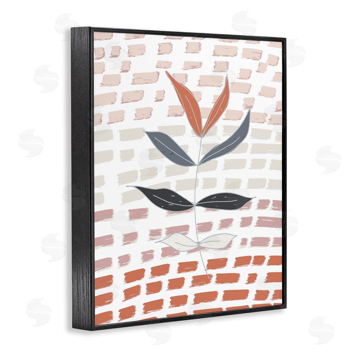 Tara Moss Abstract Leaf on Pattern Black Framed Giclee Wall Art Print