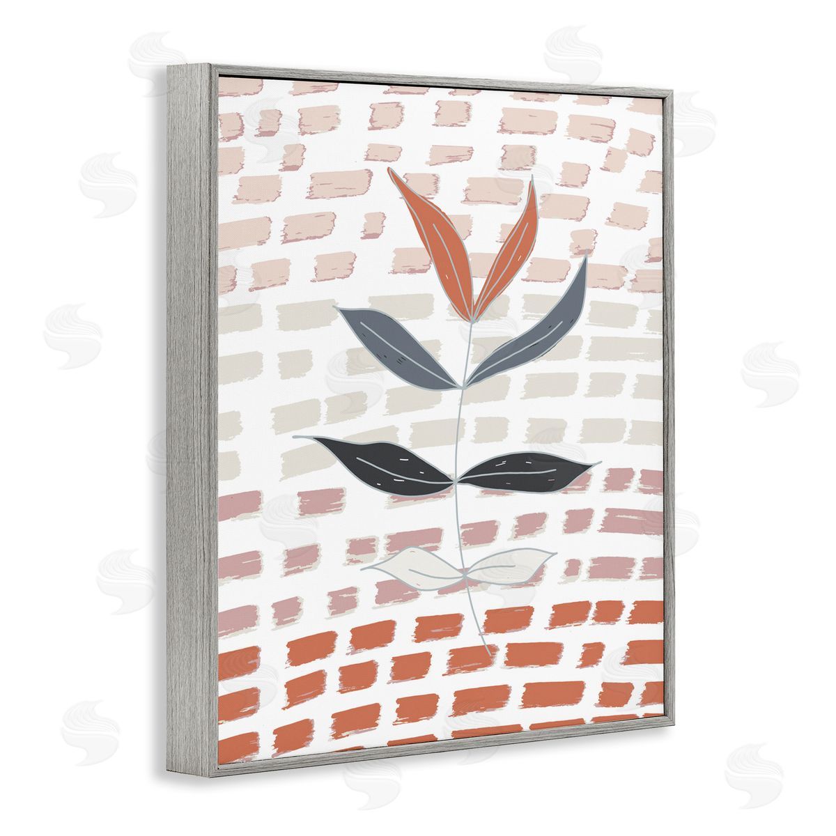Tara Moss Abstract Leaf on Pattern Gray Framed Giclee Wall Art Print