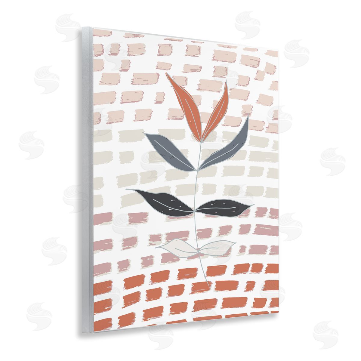 Tara Moss Abstract Leaf on Pattern Wooden Wall Plaque Art Print