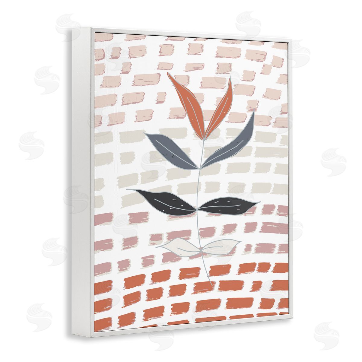 Tara Moss Abstract Leaf on Pattern White Framed Giclee Wall Art Print