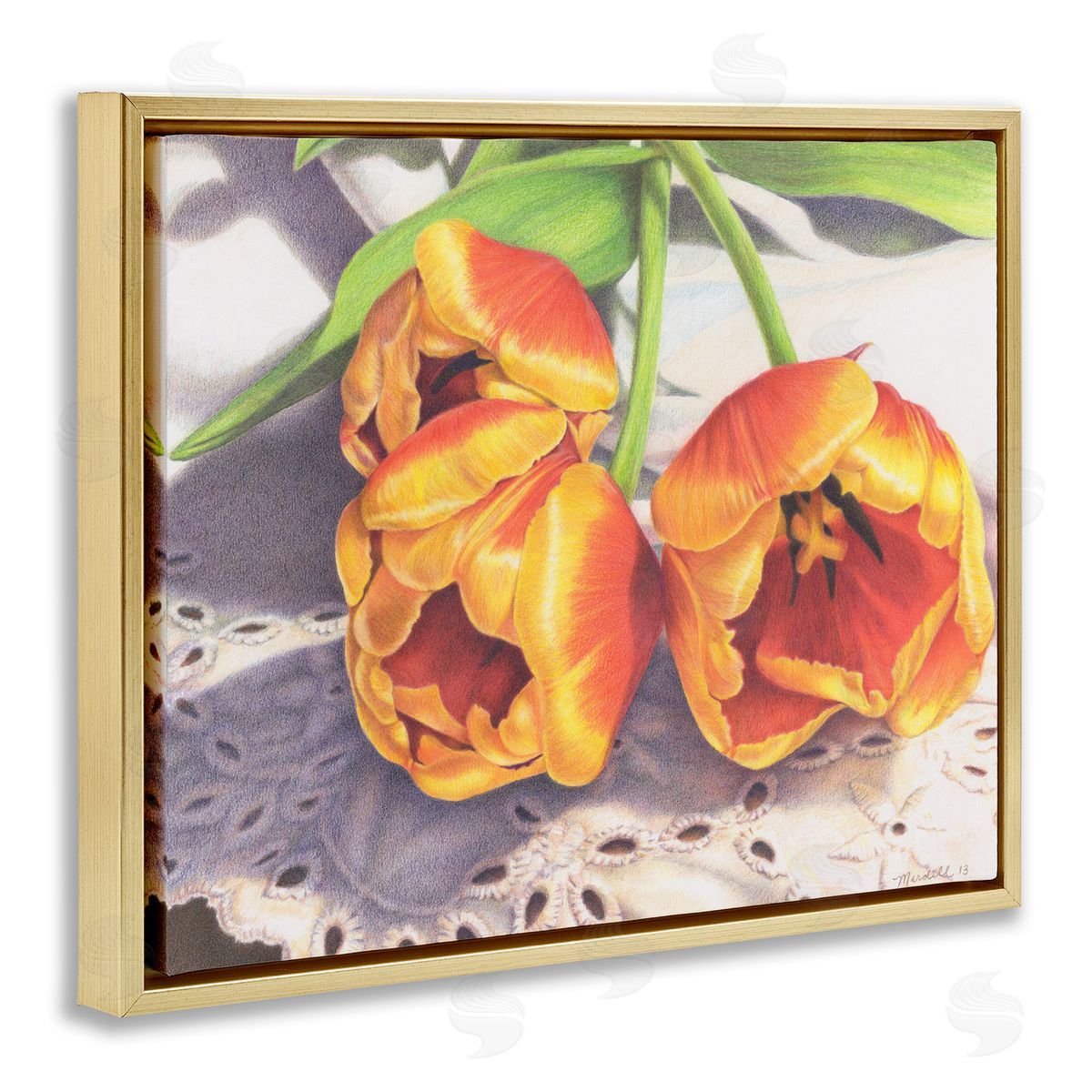 Three Of A Kind Gold Floating Frame Canvas Wall Art, Home Decor by Mardell Schuster