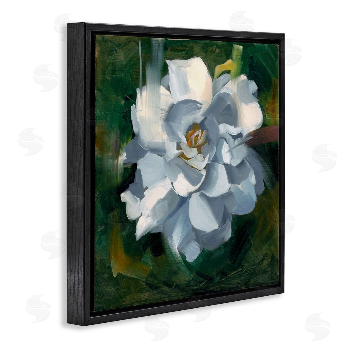 Paint Streaked Flower Black Floating Frame Canvas Wall Art, Home Decor by Liz Jardine